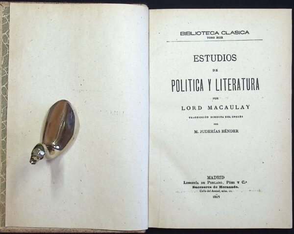 ESTUDIOS DE POLÍTICA Y LITERATURA POR LORD MACAULAY