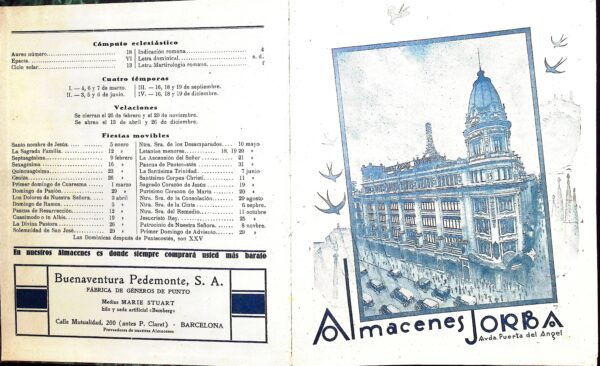 DIETARIO 1936 - ALMACENES JORBA DE BARCELONA - - Imagen 2