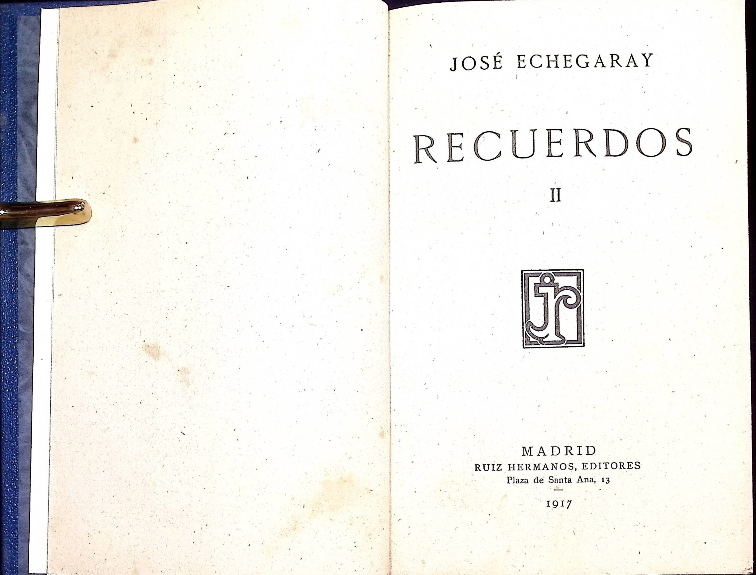 RECUERDOS DE JOSÉ ECHEGARAY Libro Antiguo Clásico