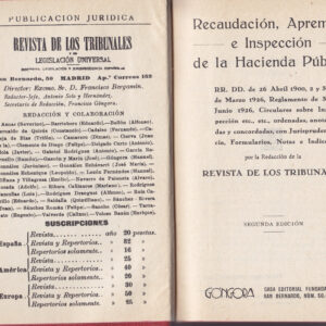 RECAUDACIÓN, APREMIOS E INSPECCIÓN DE LA HACIENDA PÚBLICA