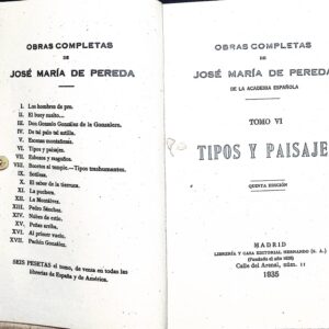 JOSÉ M.ª  DE PEREDA  -OBRAS COMPLETAS- (TIPOS DE PAISAJES)