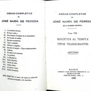 JOSÉ M.ª  DE PEREDA  -OBRAS COMPLETAS- (BOCETOS AL TEMPLE - TIPOS TRASHUMANTES)