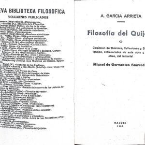 FILOSOFÍA DEL QUIJOTE  -A. GARCIA ARRIETA-