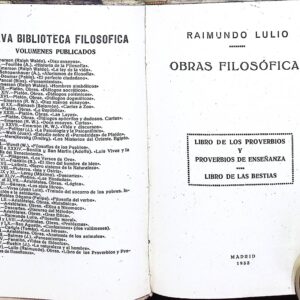 RAIMUNDO LULIO ( OBRAS FILOSÓFICAS)