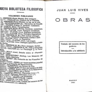 OBRAS DE JUAN LUIS VIVES  -TRATADO DEL SOCORRO DE LOS POBRES-