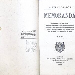MEMORANDA (OBRAS VARIAS)    -BENITO PÉREZ GALDÓS-