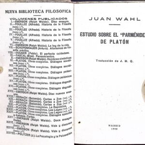 ESTUDIO SOBRE EL "PARMÉNIDES" DE PLATÓN -JUAN WAHL