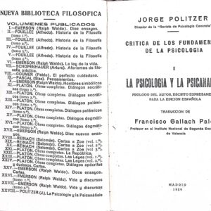 CRITICA DE LOS FUNDAMENTOS DE LA PSICOLIGÍA -JORGE POLITZER-