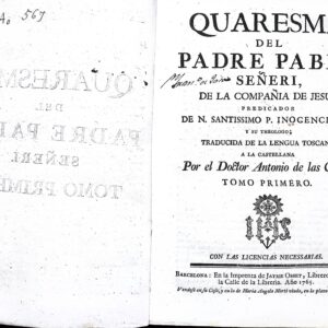 QUARESMA DE PADRE PABLO SEÑERI, DE LA COMPAÑIA DE JESUS